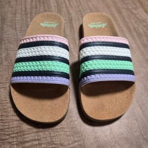 Adidas Adilette Cork Slides Multi Color Striped Sandals Mens Slip On Shoes